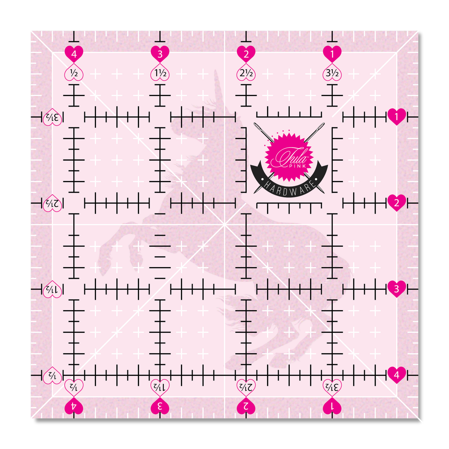 Tula Pink Hardware - 4-1/2" x 4-1/2" - Clear Grip Ruler - TPSQ4