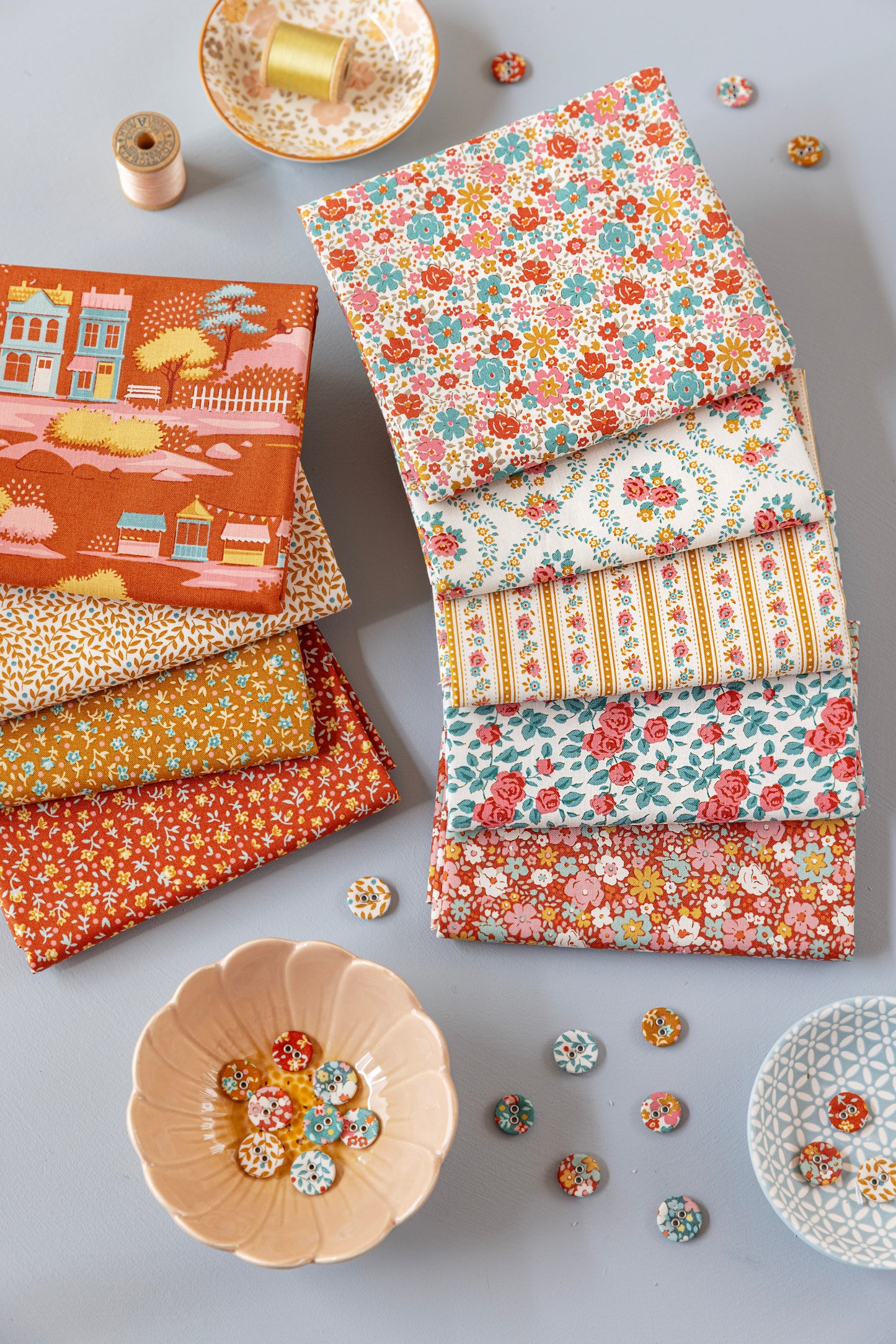 Village Life Fat Quarter Bundle {Rust/Ochre} by Tilda Fabrics, 5 Pieces (Preorder)