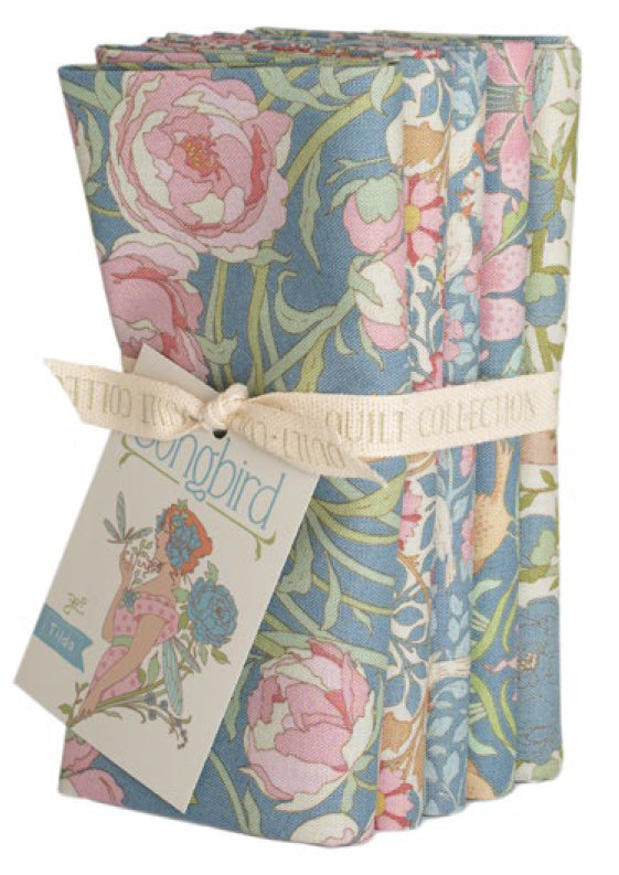 Tilda Fabrics - Songbird Collection - Fat Quarter Bundle in Blue, SKU 300254