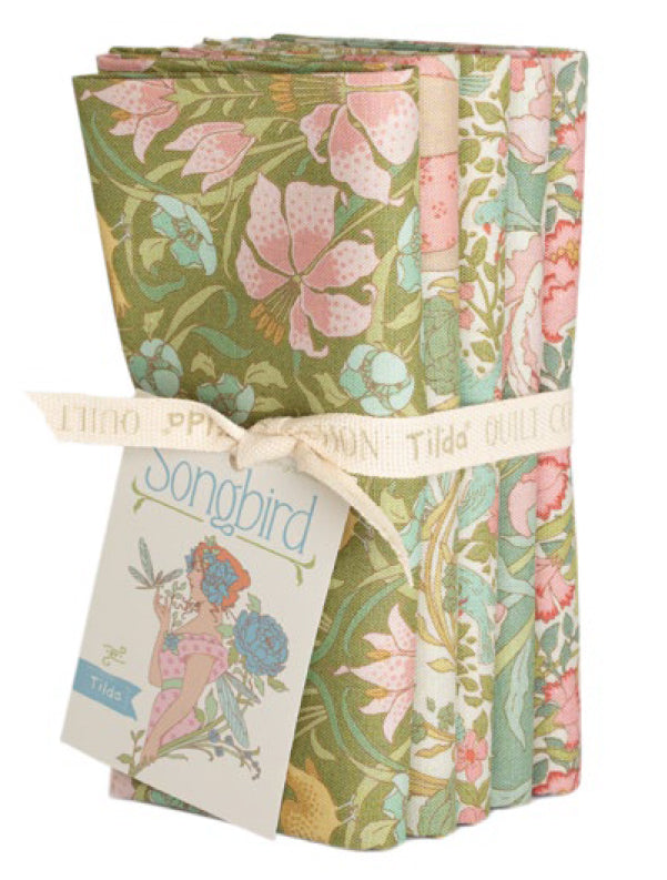 Tilda Fabrics - Songbird Collection - Fat Quarter Bundle in Green, SKU 300253