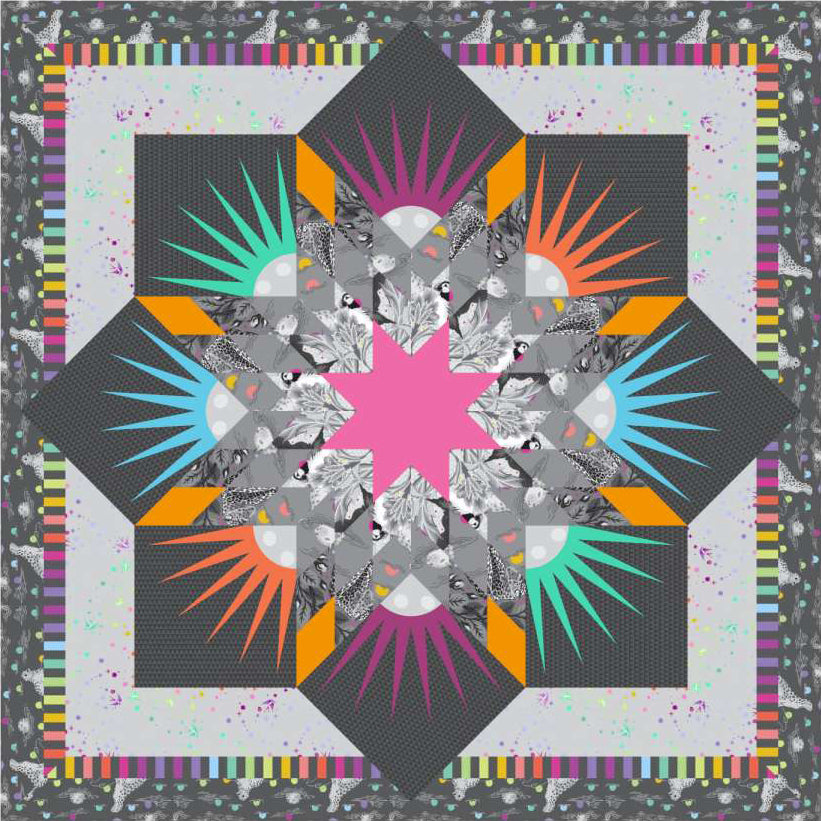 Twinkle Star Quilt Kit - Graywork by Tula Pink - Fabric Only