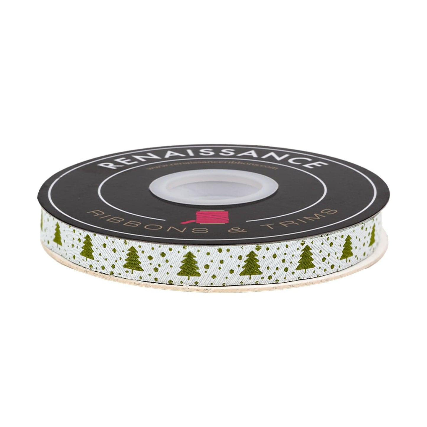 Berry and Pine - Little Trees in Snow - 5/8" width - by Lella Boutique - One Yard