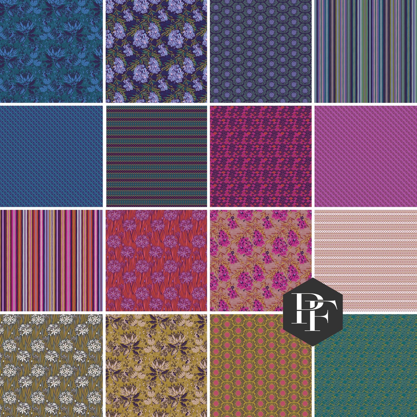 Wandering Eye Half Yard Bundle by Kathy Doughty, 16 pieces