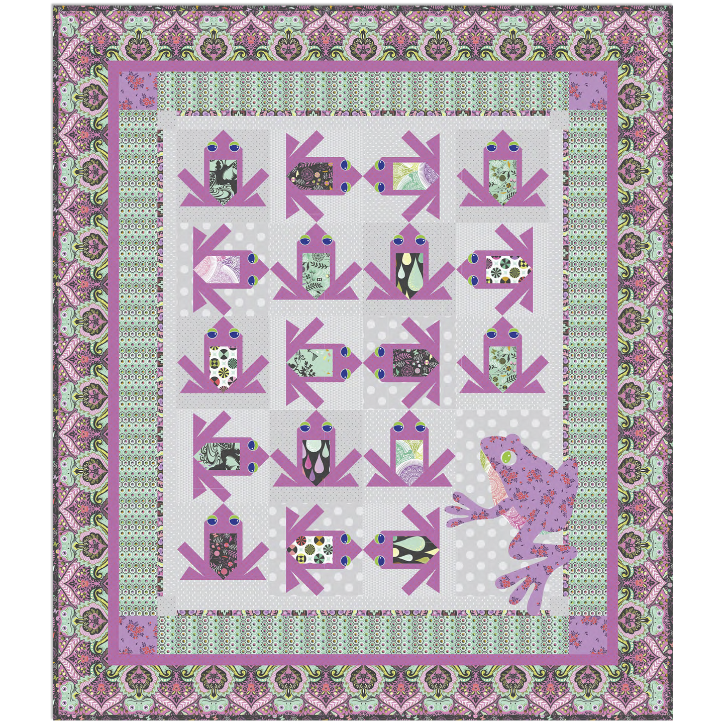 You Must Be Croaking Quilt Kit - Prince Charming Déjà Vu True Colors by Tula Pink - KIT.CROAKING