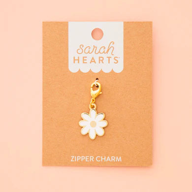 Sarah Hearts - White Daisy Zipper Charm - ZC08