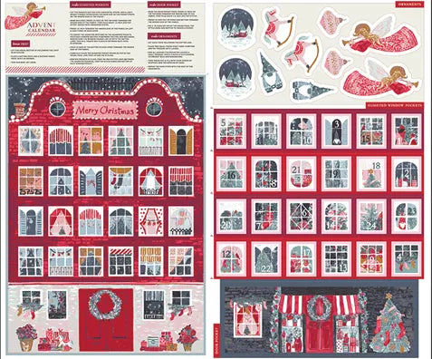 Advent Calendar Fabric Panel - 35" x 42" Panel - Adventale by Katarina Roccella