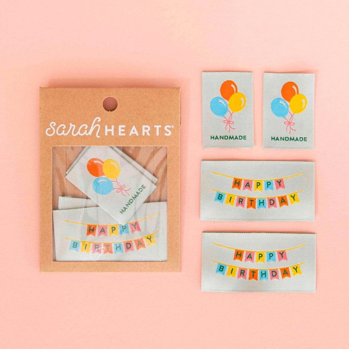 Sarah Hearts - Birthday Multipack Woven Labels - LP245