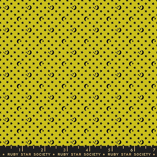 Moon Stars Pistachio - Boo Valley by Ruby Star Society - Half Yard Fabric (Preorder)
