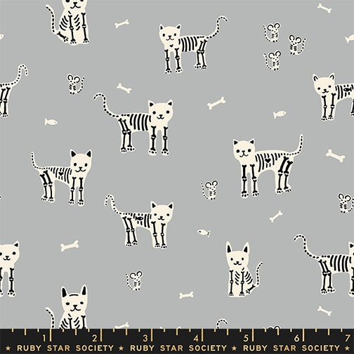 My Pet Skeleton Steel - Boo Valley by Ruby Star Society - Half Yard Fabric (Preorder)