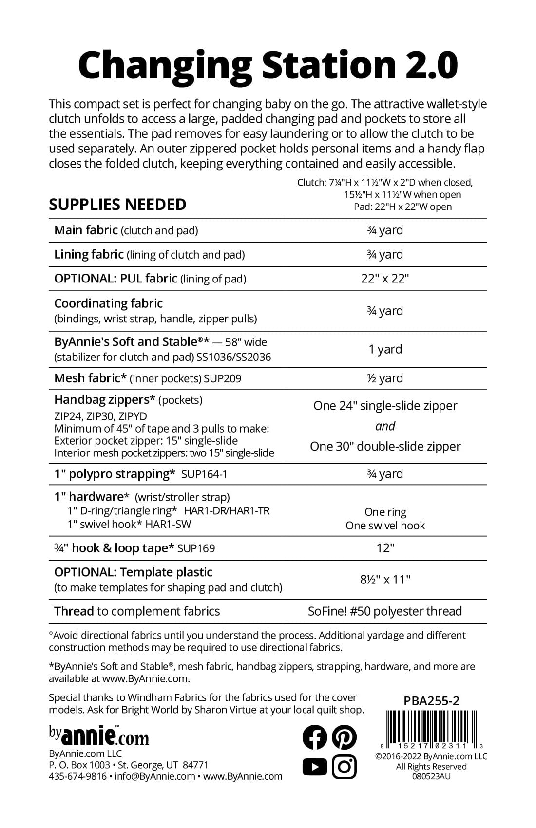 Changing Station 2.0 - Patterns by Annie - Paper Pattern - PBA255-2