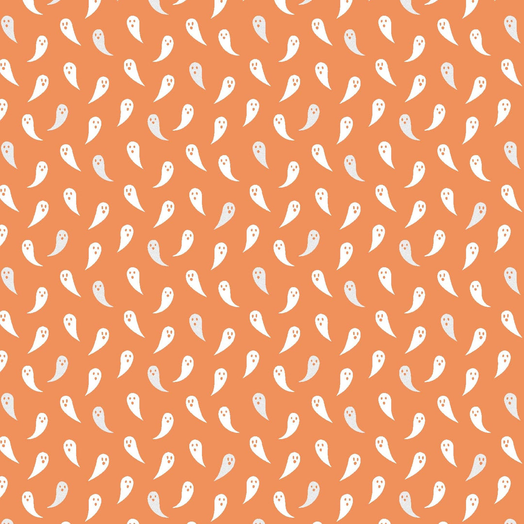 Cotton quilting fabric pattern called 'Boo...I'm A Ghost'. Part of the 'School of Magic' fabric collection. Designed by Carys Mula for fabric company Cotton and Steel. SKU: CM104-CA4P. 44-45 inch width.