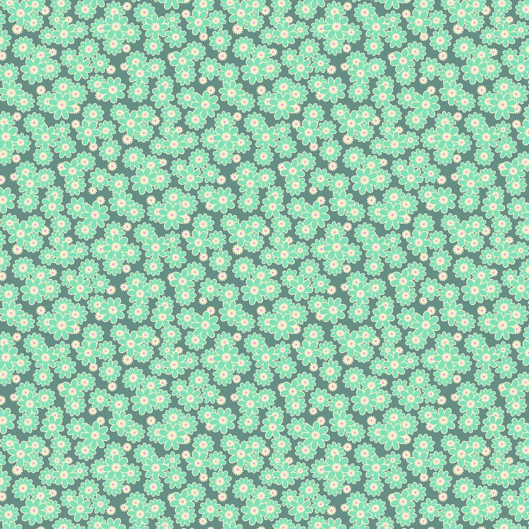 Dear Daisy in Slate quilting fabric, part of the Daisy Crush fabric collection by Heather Bailey (SKU: 91284-64)