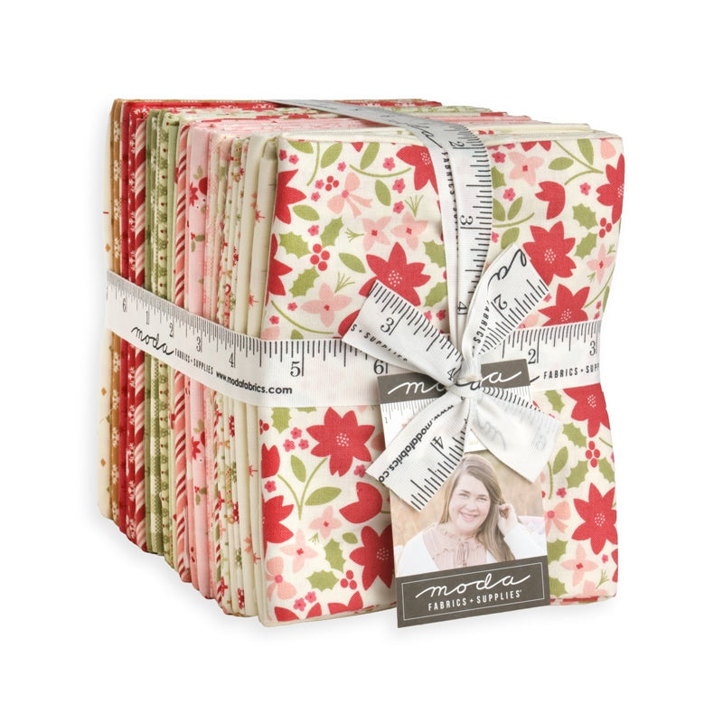 Moda's December Darling Fat Quarter Bundle by My Sew Quilty Life. 35 fat quarters of cotton quilting fabric, 18 in x 21 in, SKU 31810AB