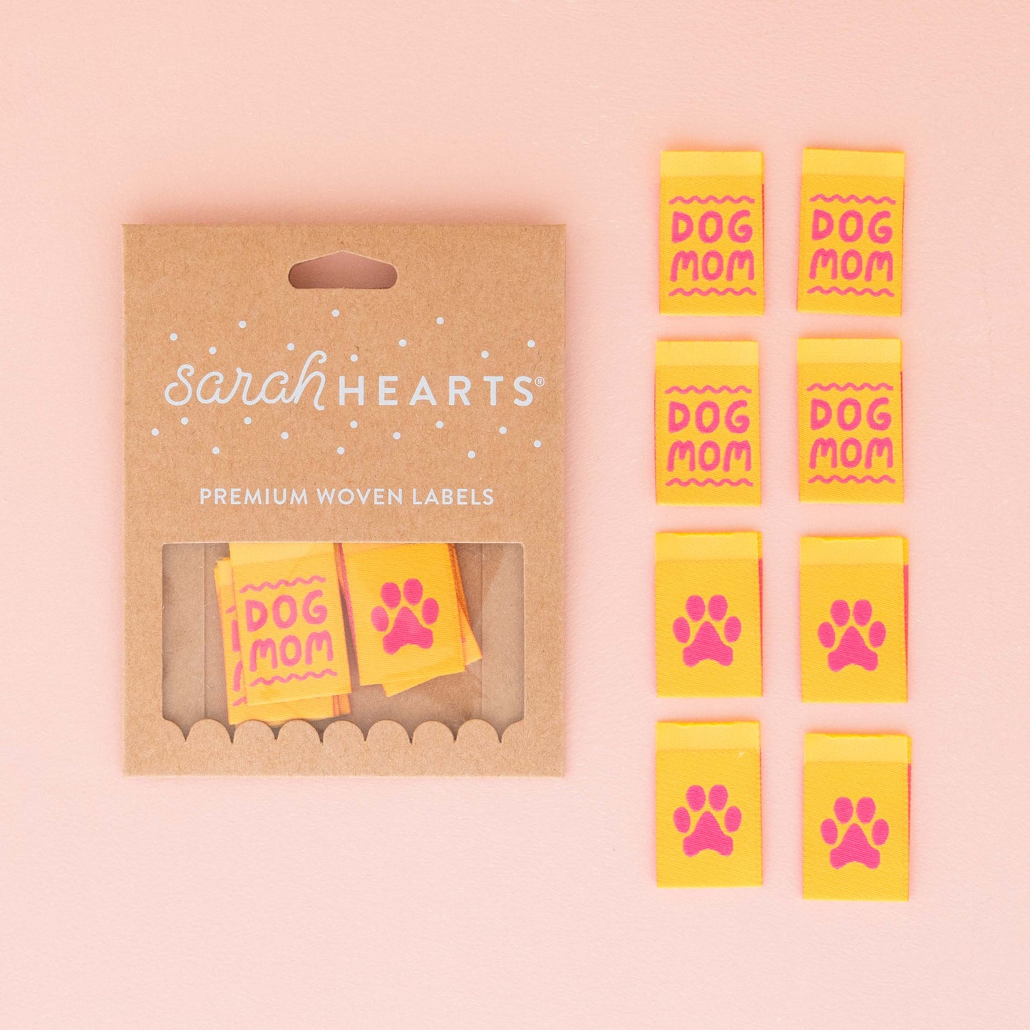 Sarah Hearts - Dog Mom - Sewing Woven Clothing Label Tags - LP206