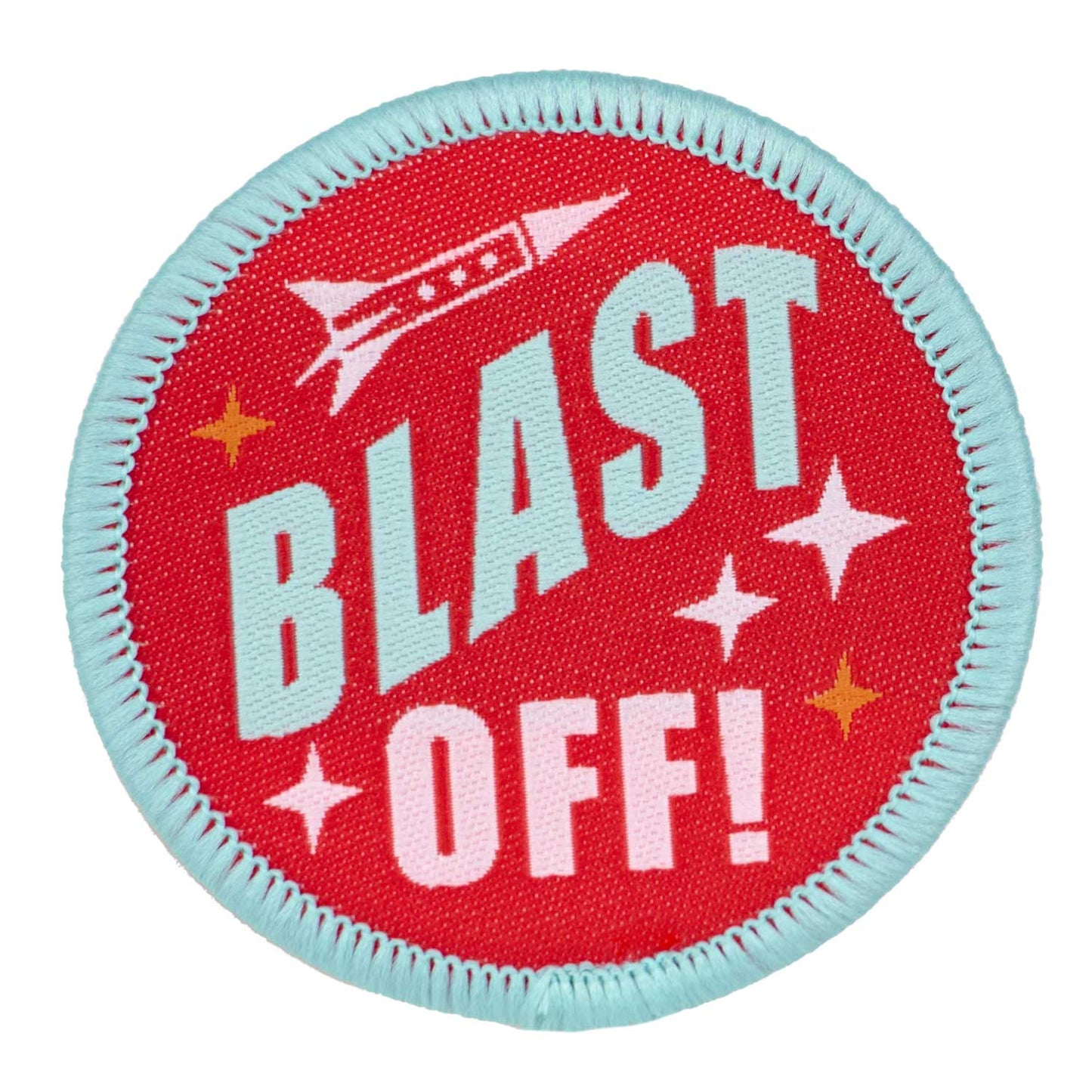 3, 2, 1... Blastoff - Blast Off Badge - 51x51mm - Iron-on Applique Patch