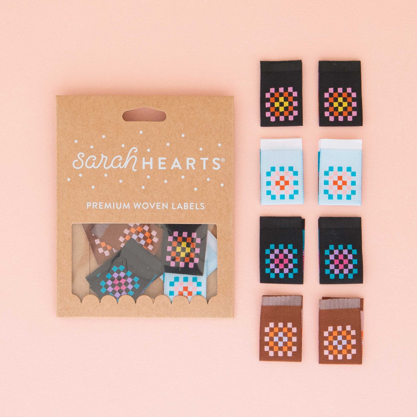Sarah Hearts - Granny Square - Sewing Woven Clothing Label Tags - LP207