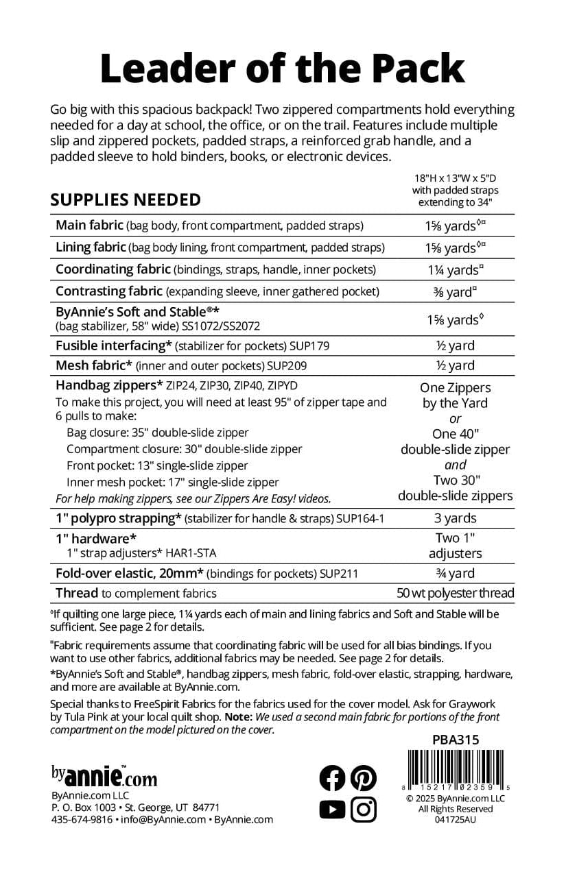 Leader of the Pack - Patterns by Annie - Paper Pattern - PBA315