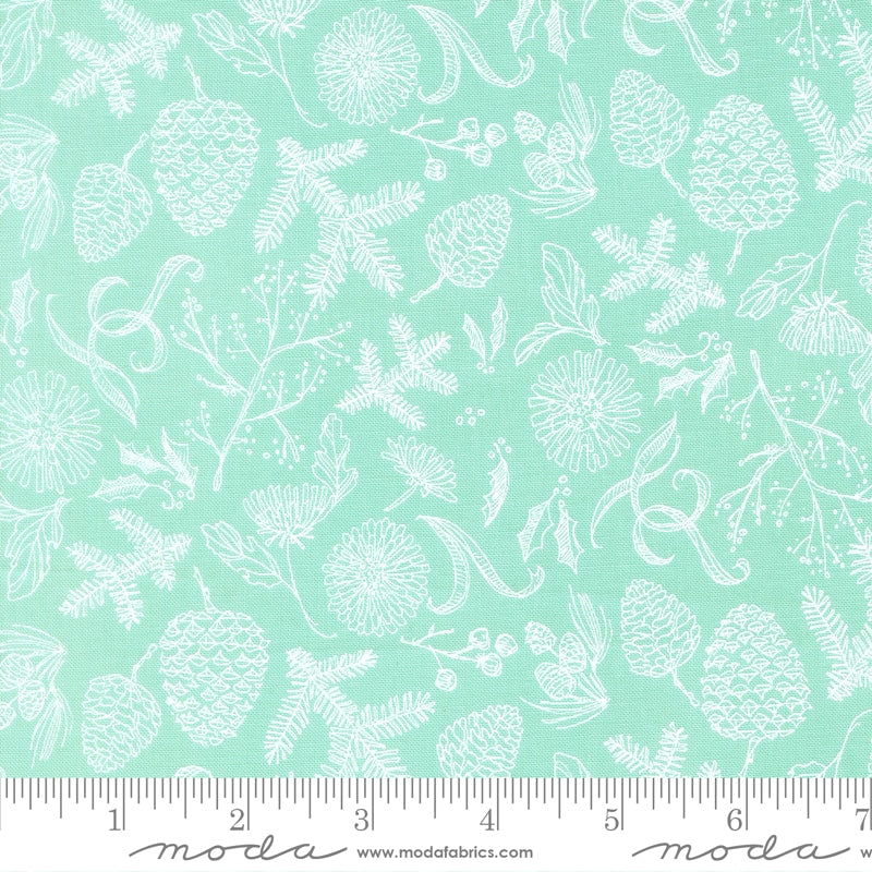 Natures Drawn Christmas Aqua - Mums Christmas by Robin Pickens for Moda - Half Yard Fabric (Preorder)