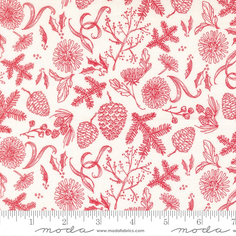 Natures Drawn Christmas Snow Crimson - Mums Christmas by Robin Pickens for Moda - Half Yard Fabric (Preorder)