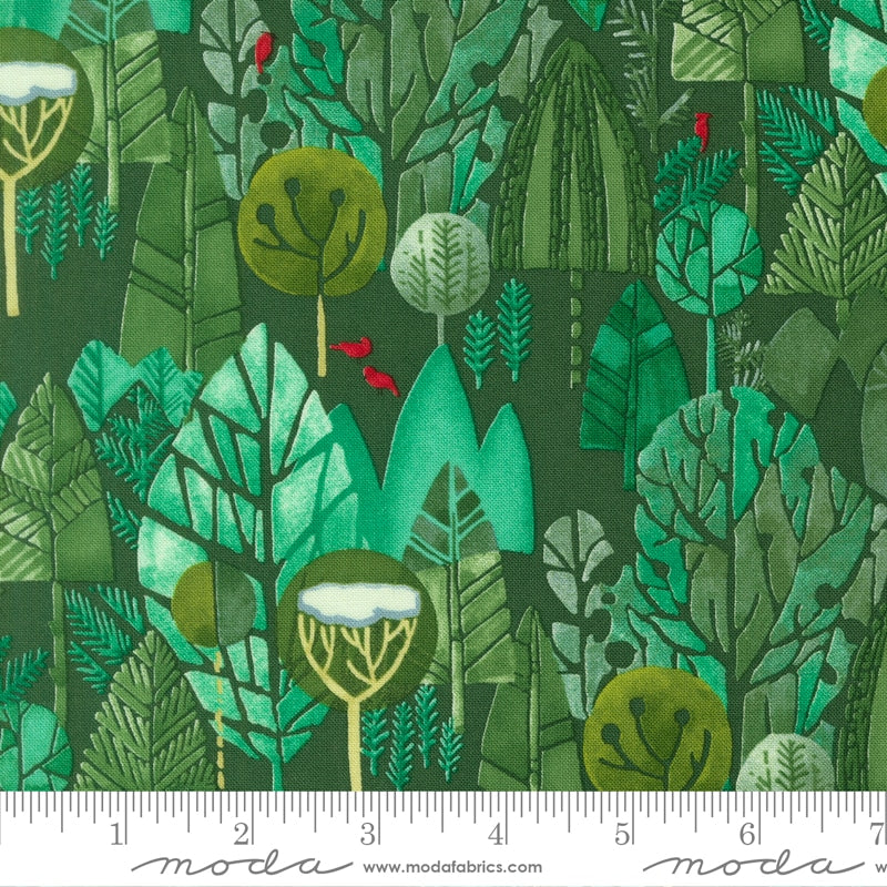Winter Tree Landscape Spruce - Mums Christmas by Robin Pickens for Moda - Half Yard Fabric (Preorder)