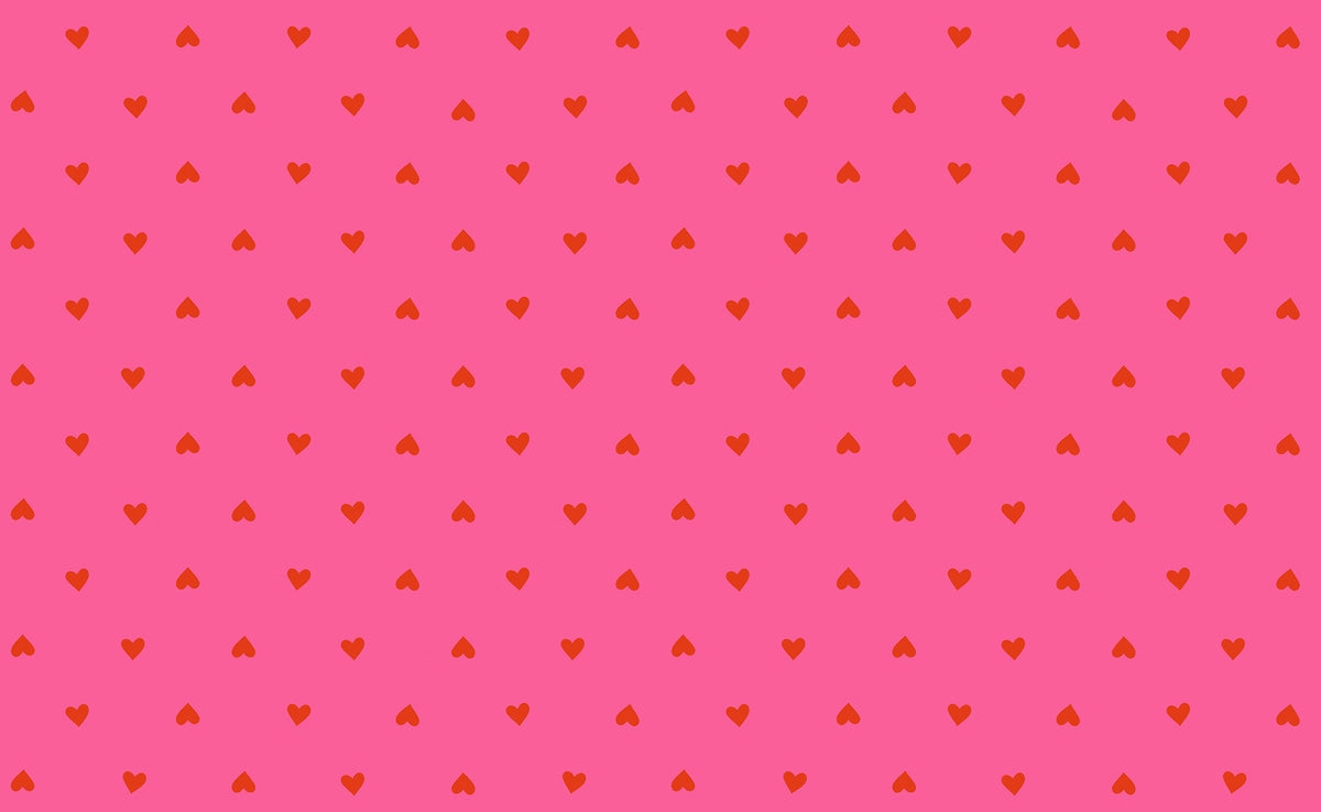 Moda's playful red hearts on pink Sparkle Shopper by Ruby Star Society's Melody Miller cotton quilting fabric for Valentine's Day.