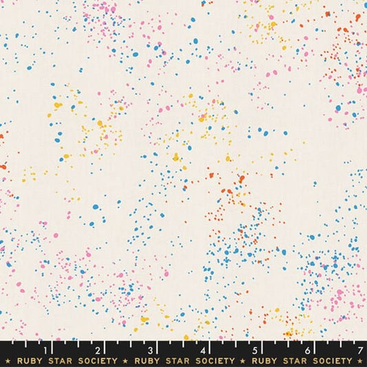 Cotton quilting fabric pattern called 'Confetti'. Part of the 'Speckled Metallic' fabric collection. Designed by Ruby Star Society for fabric company Moda Fabrics. SKU: RS5027 15. 44-45 inch width.