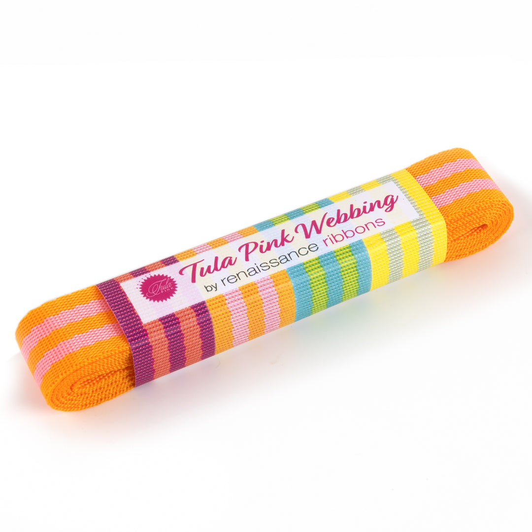 Renaissance Ribbons - 1" Webbing in Pink/Orange - Two Yard Pack