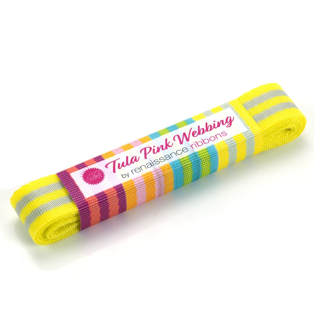 Renaissance Ribbons - 1" Webbing in Grey/Neon Yellow - Two Yard Pack