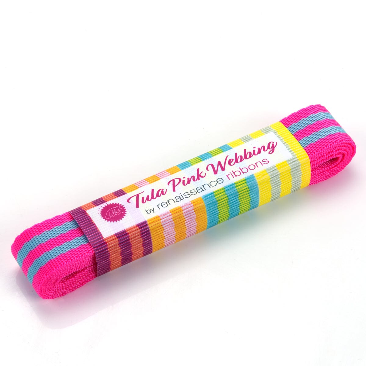 Renaissance Ribbons - 1" Webbing in Aqua/Hot Pink - Two Yard Pack