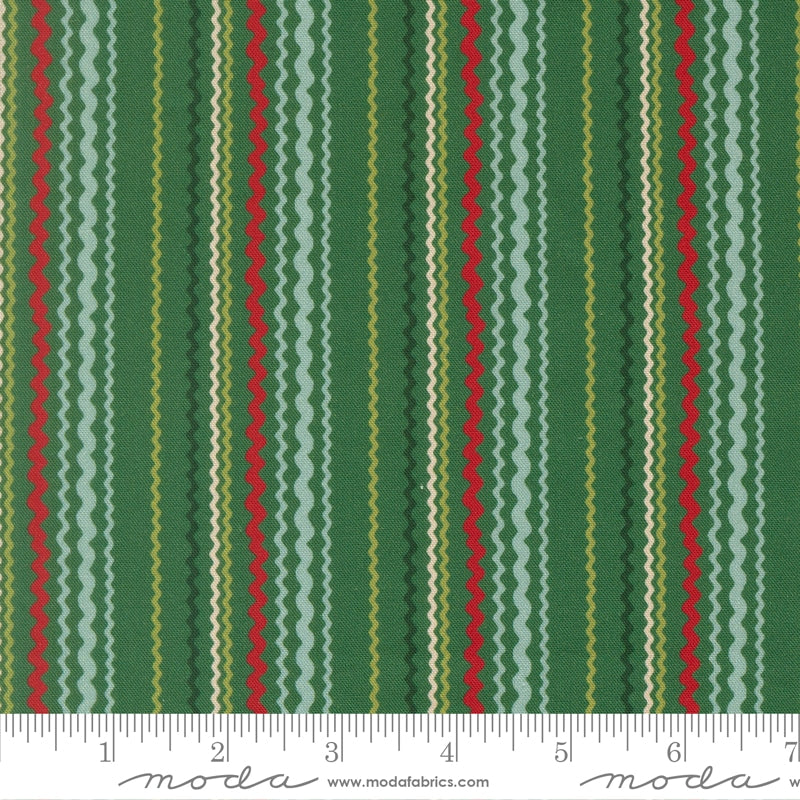 Ric Rac Stripes Pine - Twinkle and Tinsel by Fancy That Design House for Moda - Half Yard Fabric (Preorder)