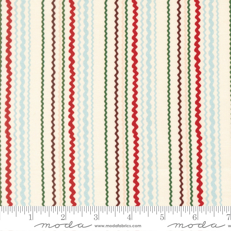 Ric Rac Stripes Snow - Twinkle and Tinsel by Fancy That Design House for Moda - Half Yard Fabric (Preorder)