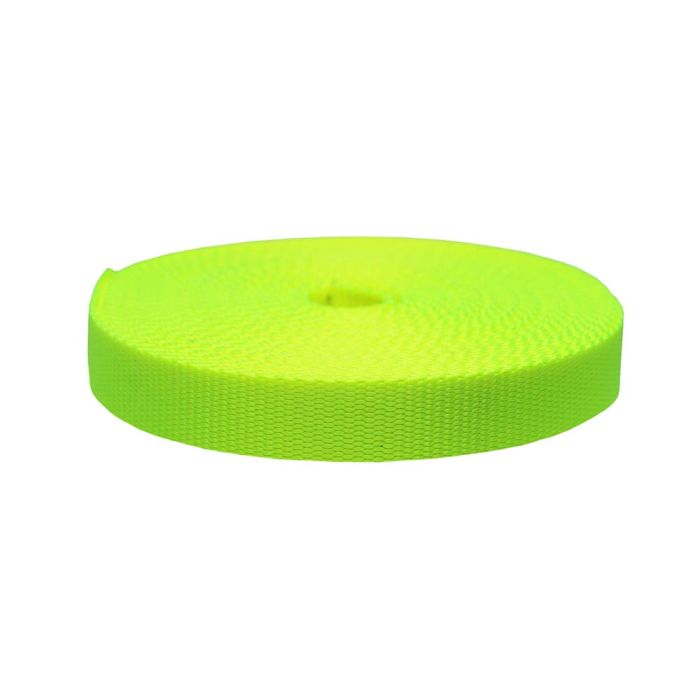 1" Nylon Webbing - Hot Yellow - One Yard