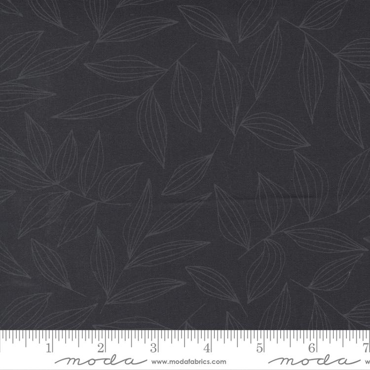 Cotton quilting fabric pattern called 'Leaves in Black Ink'. Part of the 'Create' fabric collection. Designed by Alli K for fabric company Moda Fabrics. SKU: 11522-25. 44-45 inch width.