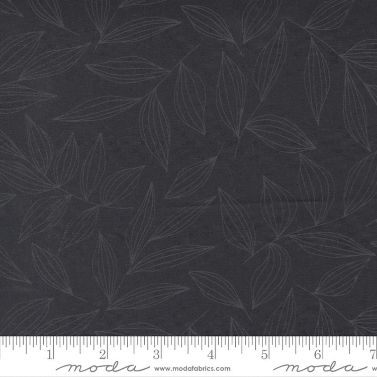 Cotton quilting fabric pattern called 'Leaves in Black Ink'. Part of the 'Create' fabric collection. Designed by Alli K for fabric company Moda Fabrics. SKU: 11522-25. 44-45 inch width.