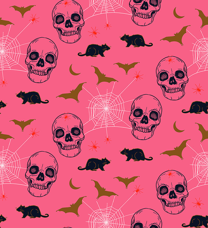 Drop Dead Gorgeous - Bats and Rats in Pink - 120-22215 - Half Yard