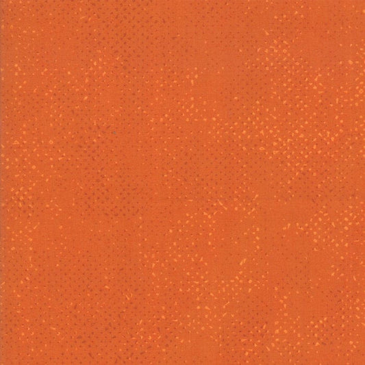 Cotton quilting fabric pattern called 'Spotted in Pumpkin'. Part of the 'Lazy Afternoon' fabric collection. Designed by Zen Chic for fabric company Moda Fabrics. SKU: 1660 61. 44-45 inch width.