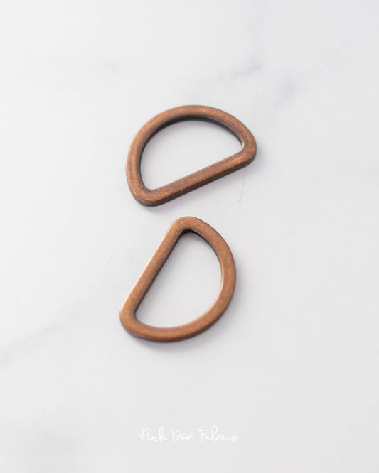 Pink Door Hardware - 1" D Ring - Antique Copper - 2 per Pkg. - PDF_CO1DR