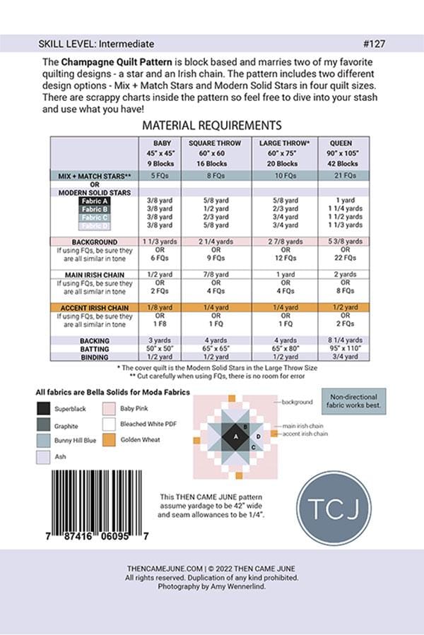 Champagne - Then Came June - Quilt Pattern - Paper Pattern