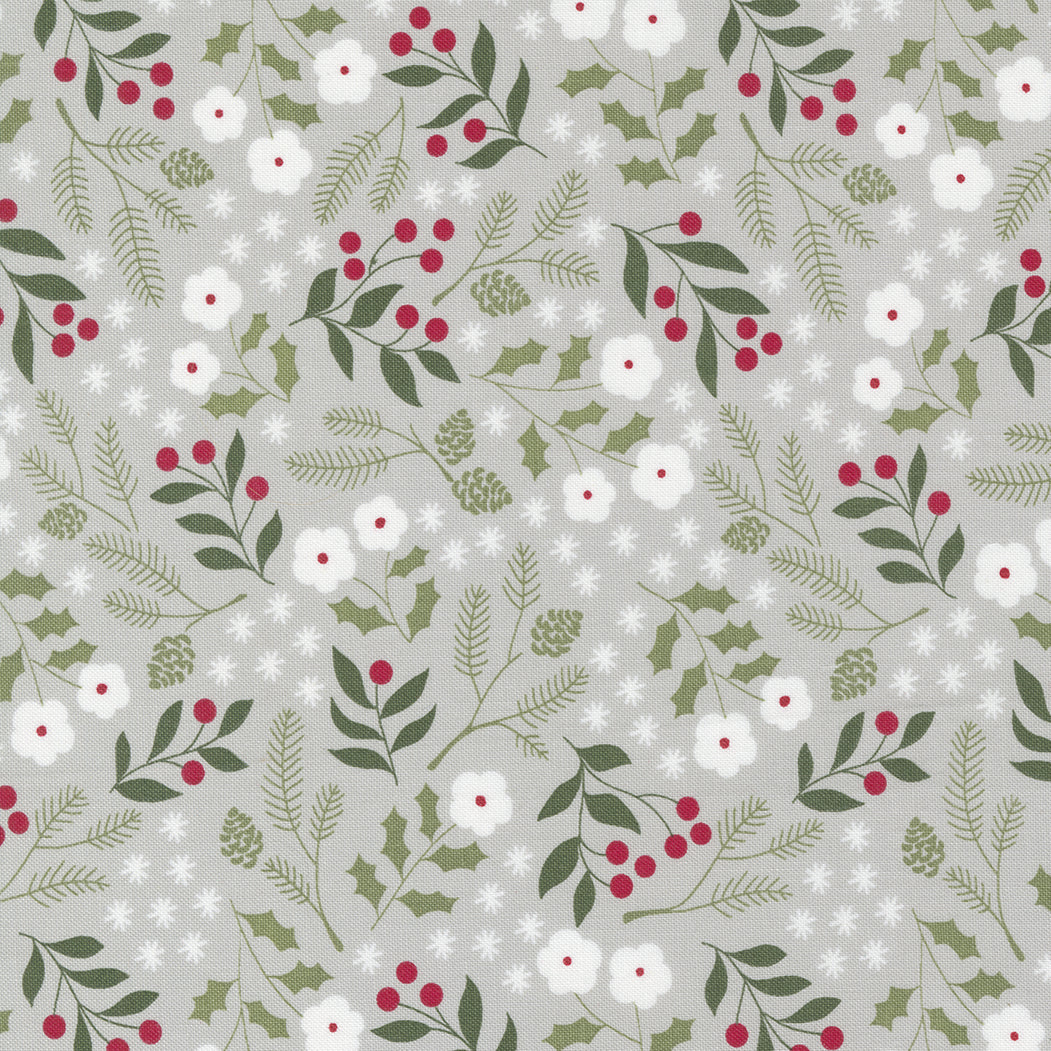 Christmas Eve - Winter Botanical in Silver - 5181 12 - Half Yard