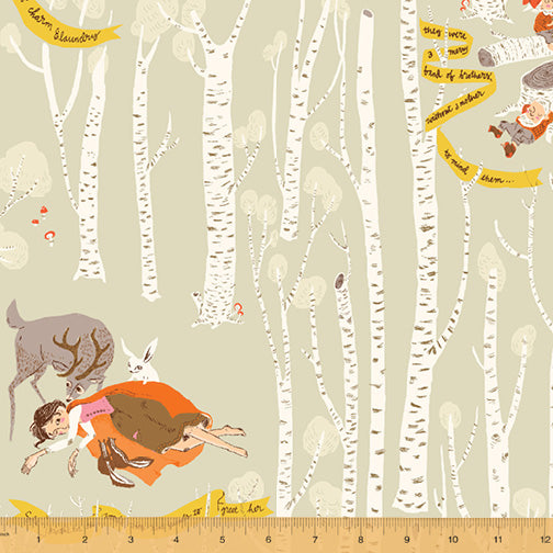 Far Far Away III - Snow White in Grey - Heather Ross for Windham Fabrics - 52752-3- Half Yard
