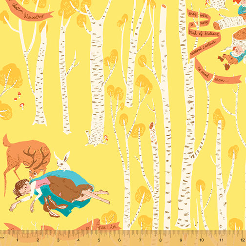 Far Far Away III - Snow White in Yellow - Heather Ross for Windham Fabrics - 52752-4 - Half Yard
