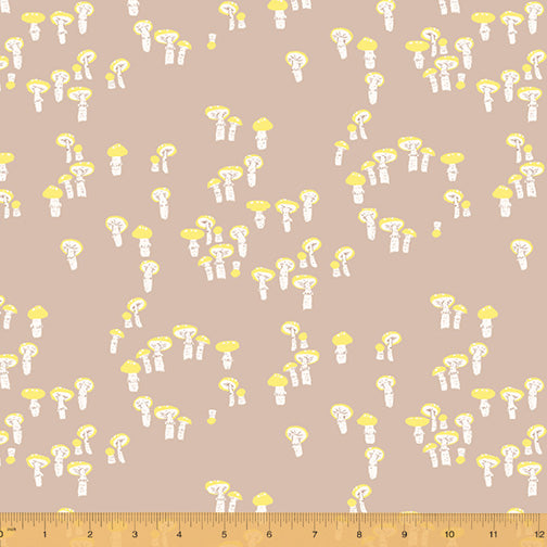 Far Far Away III - Mushrooms in Taupe - Heather Ross for Windham Fabrics - 52756-11 - Half Yard