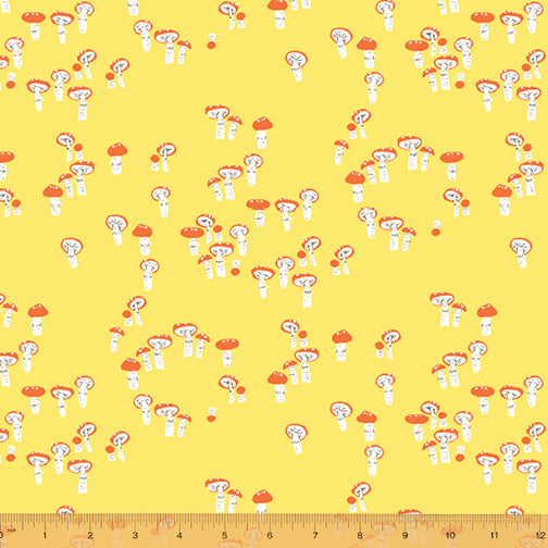 Far Far Away III - Mushrooms in Yellow - Heather Ross for Windham Fabrics - 52756-4 - Half Yard