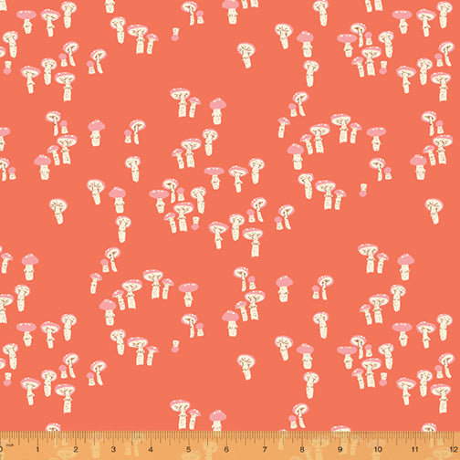  Far Far Away III - Mushrooms in Red Orange - Heather Ross for Windham Fabrics - 52756-8 - Half Yard