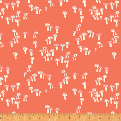Far Far Away III - Mushrooms in Red Orange - Heather Ross for Windham Fabrics - 52756-8 - Half Yard