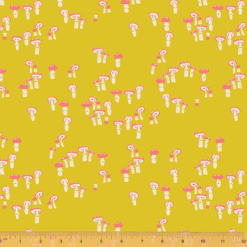 Far Far Away III - Mushrooms in Green - Heather Ross for Windham Fabrics - 52756-9 - Half Yard