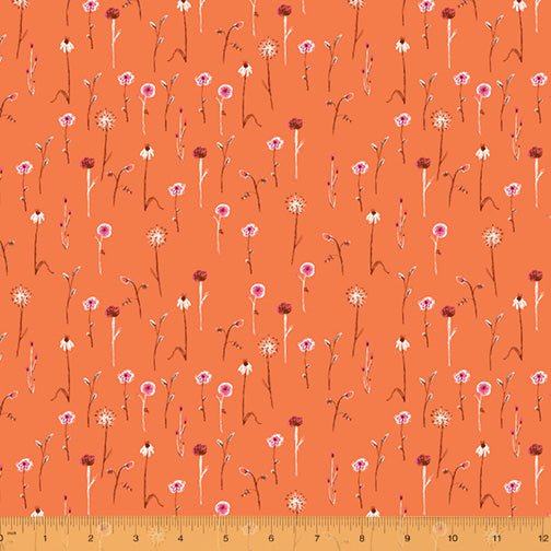 Far Far Away III - Wildflowers in Orange - Heather Ross for Windham Fabrics - 52757-12 - Half Yard