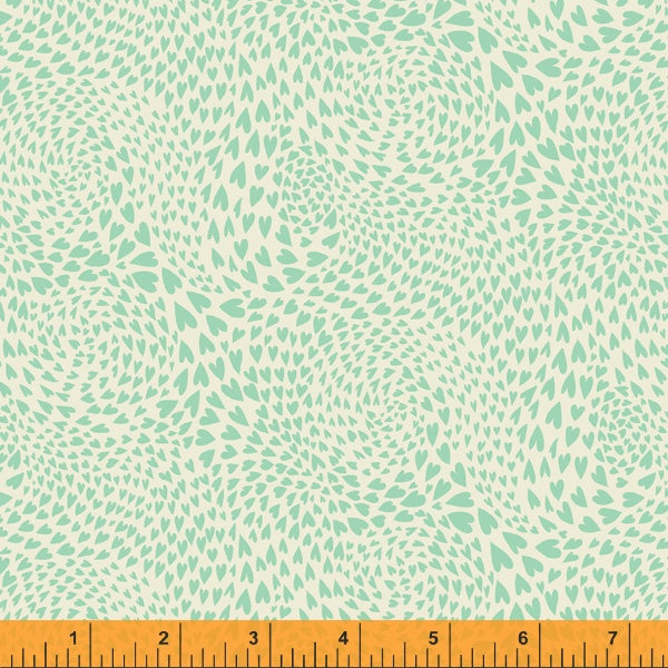 Eden - Swirl of Hearts in Cream Green - Sally Kelly - 52813-14 - Half Yard