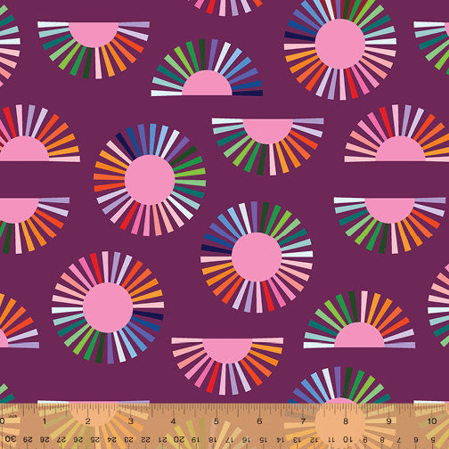 Color Wheel - Mod Daisy in Plum - 53262D-5 - Half Yard