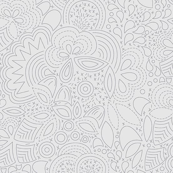 Cotton quilting fabric pattern called 'Stitched in Shadow'. Part of the 'Sunprint' fabric collection. Designed by Alison Glass for fabric company Andover Fabrics. SKU: A-8450-L1. 44-45 inch width.